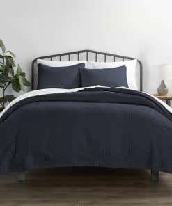 Juego de 3 piezas de edredón de color azul marino tamaño
