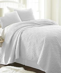 Juego de Cama de 3 Piezas en Blanco Tamaño King - Colcha