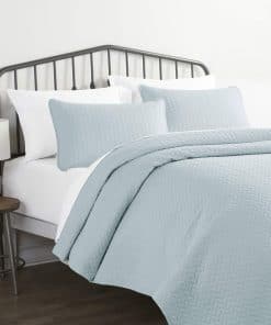 Conjunto de Colcha de 3 Piezas Azul Claro Queen Size de