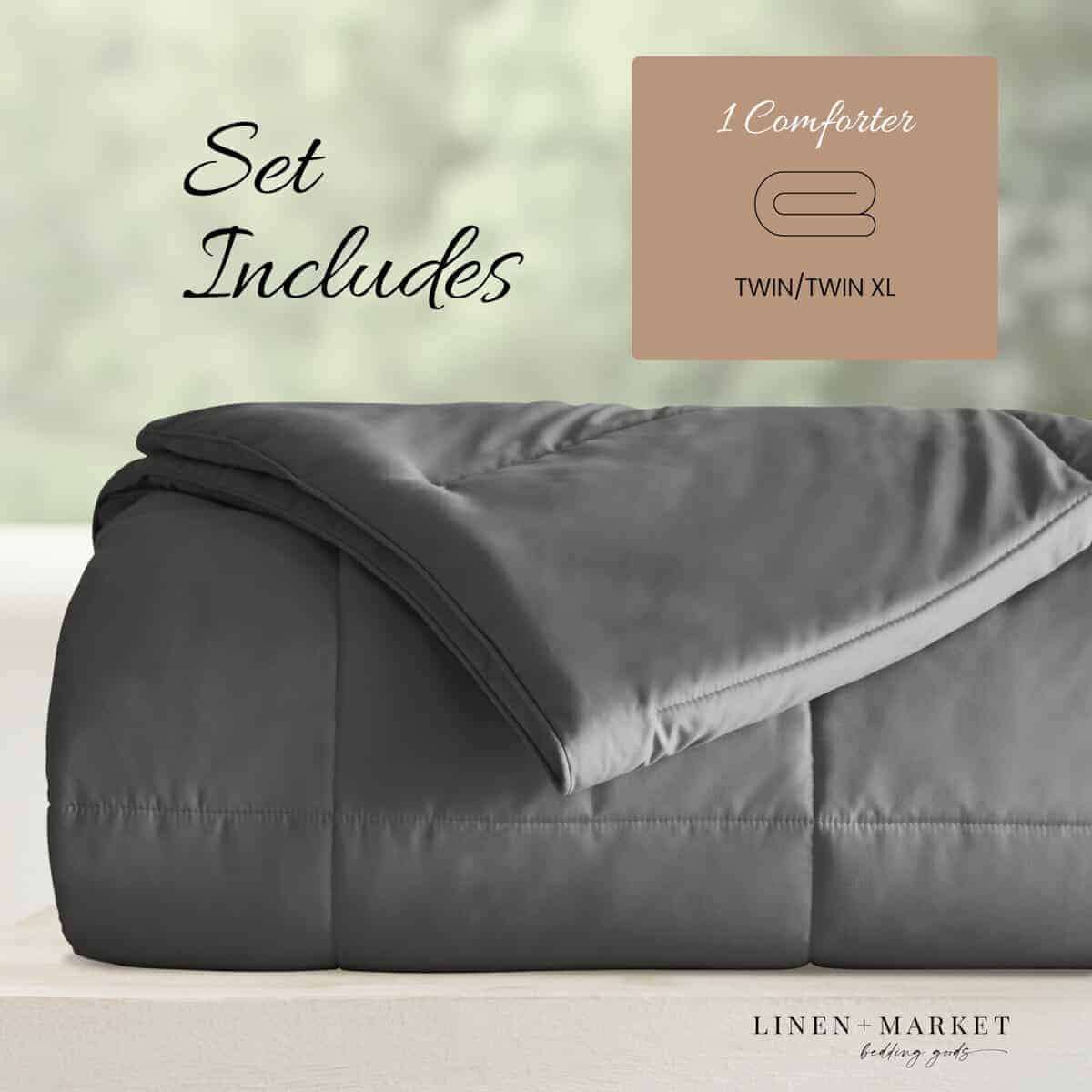 Edredón Linen Market Twin (Gris) - Lleva el lujo a casa con - Imagen 3