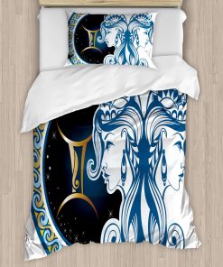 Set de Funda de Edredón Zodiac de Ambesonne, Motivo Géminis
