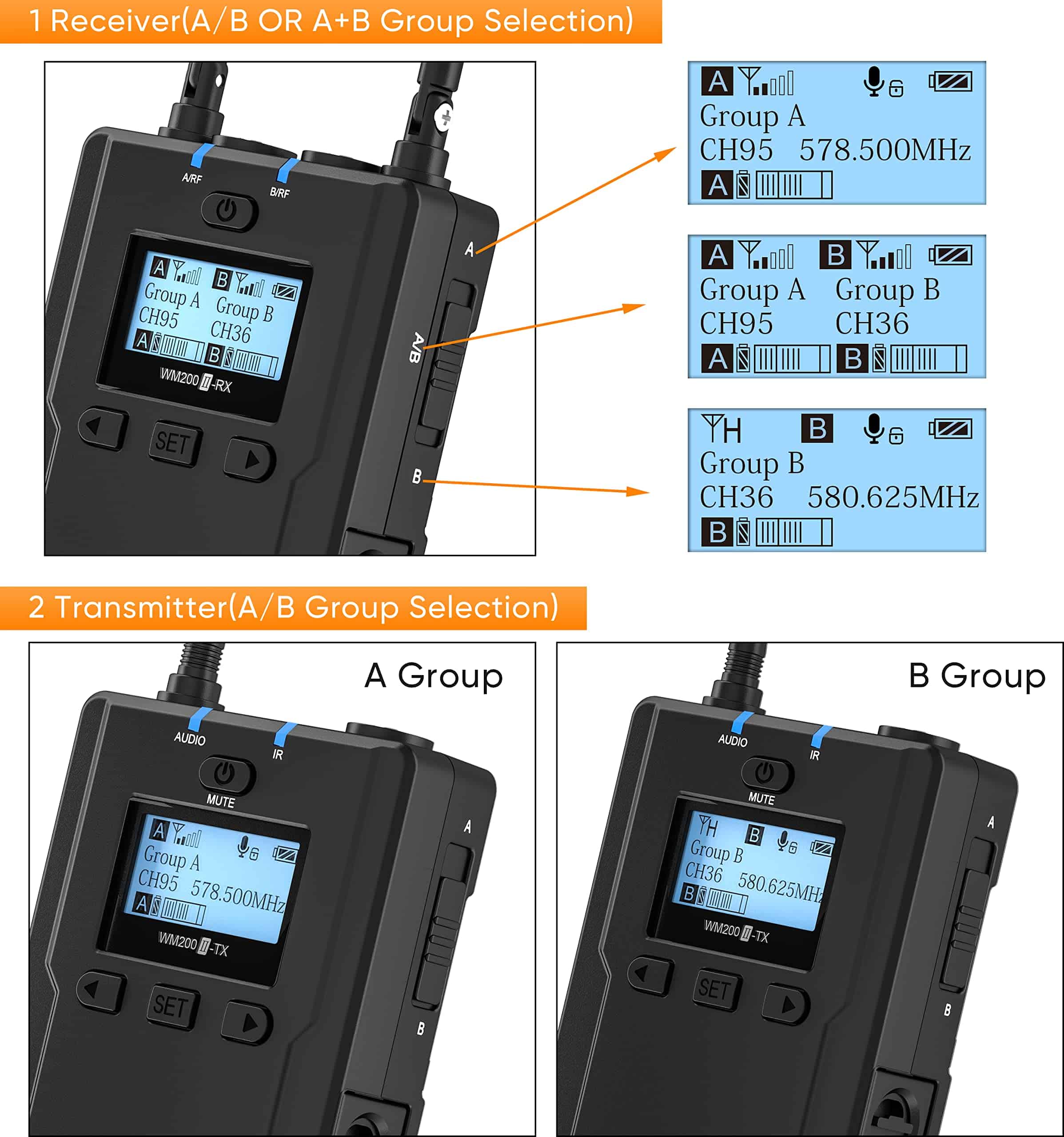Micrófono Lavalier Inalámbrico, Comica CVM-WM200A Sistema - Imagen 7