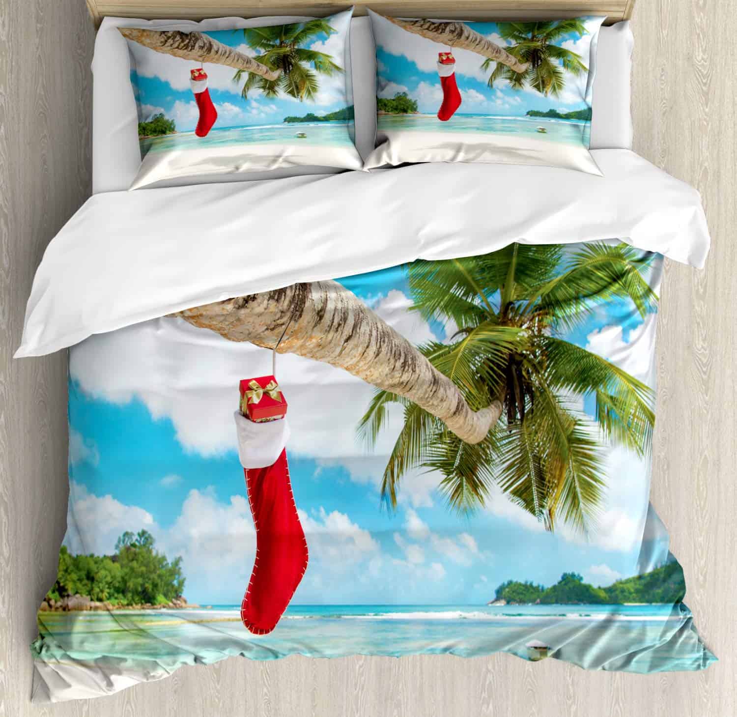 Juego de Funda Nórdica de Navidad Ambesonne, Calcetín en la