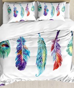 Juego de Funda nórdica Boho de Ambesonne, Grupo de Plumas