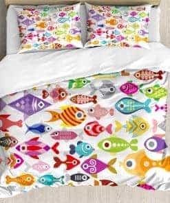 Juego de Cubierta de Edredón Ambesonne Fish, Motivos de