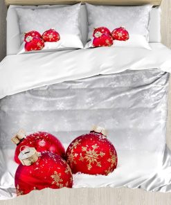 Set de Funda de Edredón Navideño Ambesonne, Bolas de