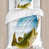 Set de Funda Nórdica Ambesonne Fishing, Captura de Lubina