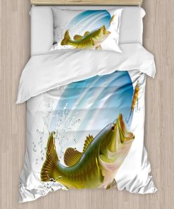 Set de Funda Nórdica Ambesonne Fishing, Captura de Lubina