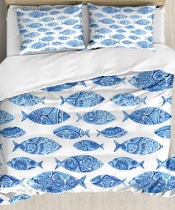 Ambesonne Juego de Funda Nórdica Azul, Pez Animal Marino