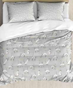 Juego de Funda Nórdica Ambesonne Gris, Diseño de Gato