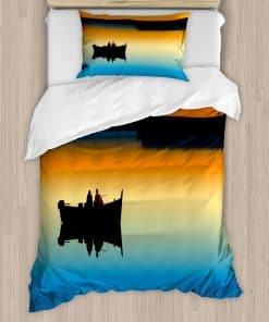 Juego de Funda de Edredón de Pesca Ambesonne, Amigos en un