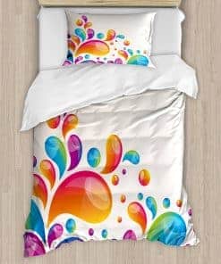 Ambesonne Juego de Funda Nórdica Colorida, Gotas de Lluvia