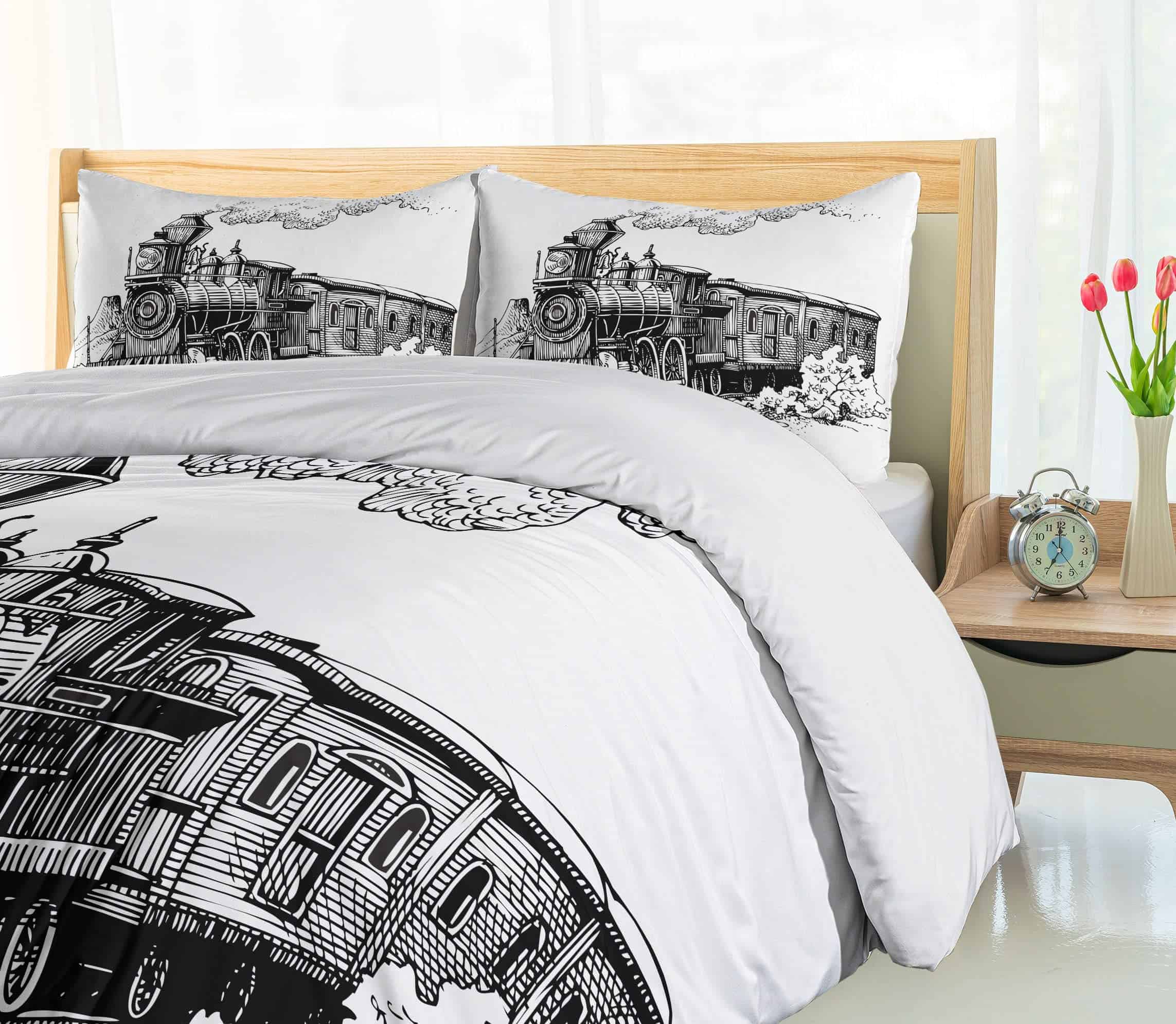 Juego de Funda Nórdica Ambesonne Steam Engine, Viejo Tren - Imagen 5