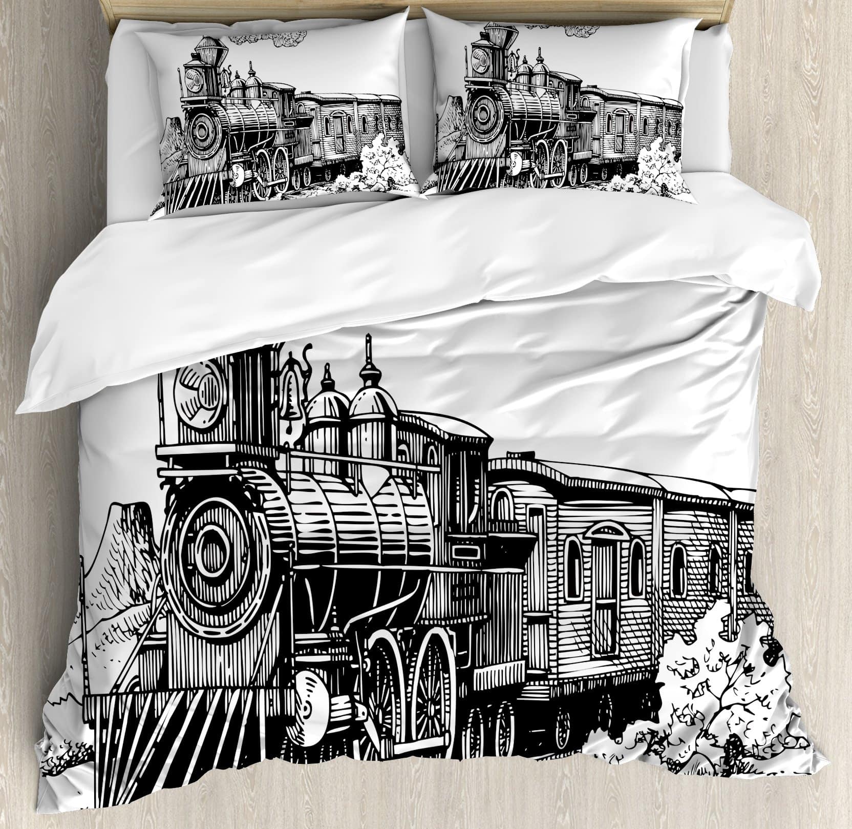 Juego de Funda Nórdica Ambesonne Steam Engine, Viejo Tren