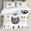 Set de Funda Nórdica Ambesonne Cat, Gatos Bigote Pajarita
