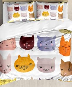 Juego de Funda Nórdica Ambesonne Cat, Cabezas de Gatos con