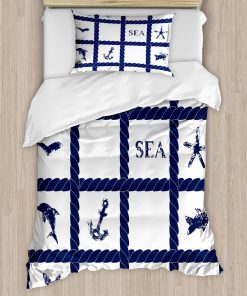 Juego de Funda Nórdica Azul Marino Ambesonne, Cuerda de