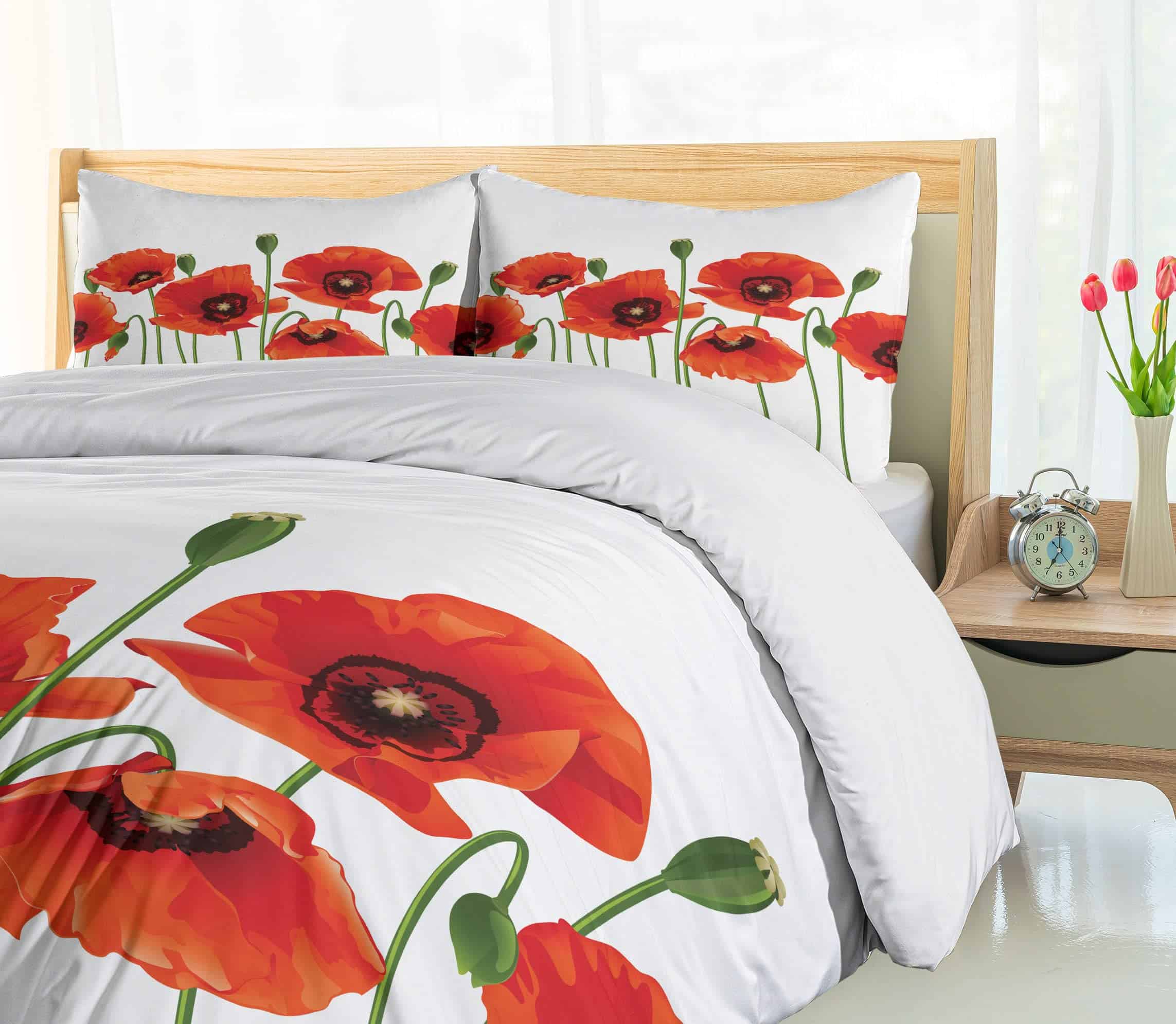 Juego de Funda Nórdica Floral Ambesonne, Amapolas de la - Imagen 5