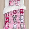 Juego de funda nórdica Ambesonne Anime, Gatitos Dibujados