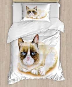 Juego de Funda nórdica Ambesonne Animal, Gato Siames Gruñón