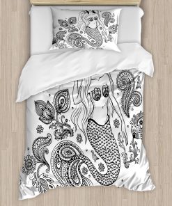 Set de Funda de Edredón Ambesonne Sirena, Diseño Ornamental