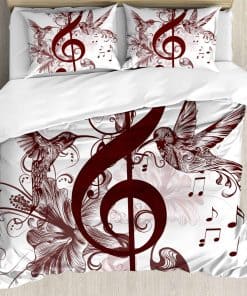 Set de Funda nórdica Ambesonne Music, Diseño Floral con