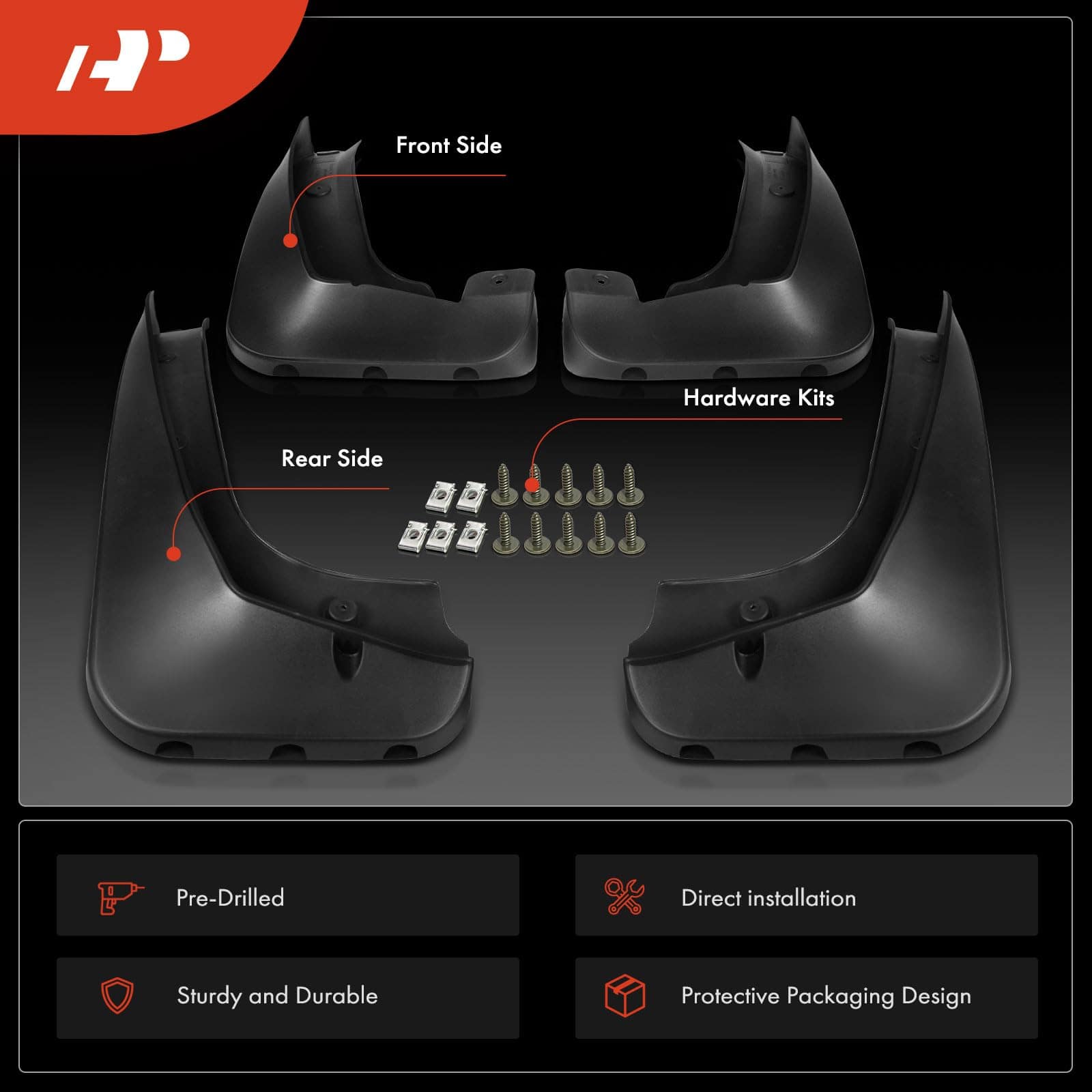 Conjunto de 4PCS de Aletas de Barro Guardabarros con Kits - Imagen 4