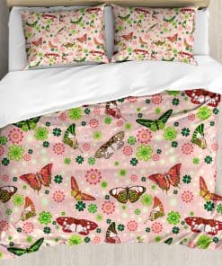 Juego de Funda Nórdica Ambesonne Nature, Mariposas Flores