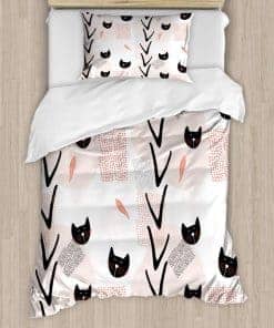 Set de Funda Nórdica Moderna Ambesonne, Caras de Gatos con