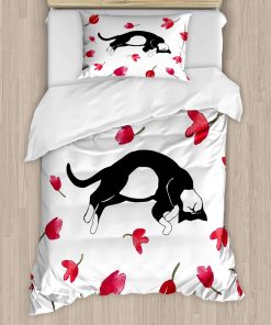 Juego de Funda Nórdica Moderna de Ambesonne, Gato Durmiendo