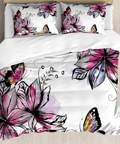 Juego de Funda Nórdica Floral Ambesonne, Ropaje de Flores y