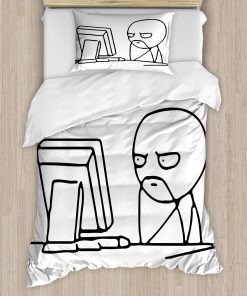 Juego de Funda Nórdica de Humor Ambesonne, Stickman Meme