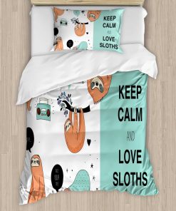 Juego de Funda nórdica Ambesonne Animal, Oso Perezoso de la