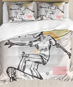 Juego de Funda nórdica Ambesonne Skull, Esqueleto Punk