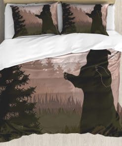 Set de Funda Nórdica Ambesonne Nature, Silueta de Oso