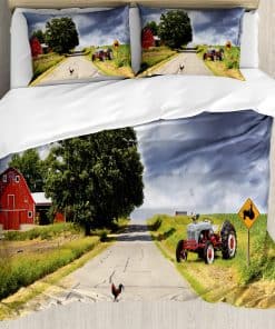 Set de Cubierta de Edredón Rural Ambesonne, Granja en el