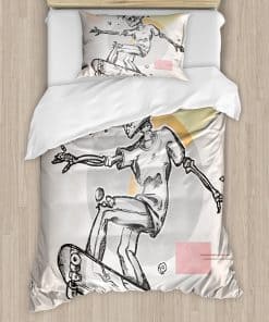 Juego de Funda de Edredón Ambesonne Skull, Esqueleto Punk