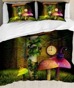 Juego de edredón de fantasía Ambesonne, Bosque de hongos