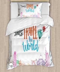 Juego de Funda de Edredón Ambesonne Saying, Viaja por el