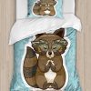 Set de Funda Nórdica Ambesonne Cartoon, Mapache Meditando