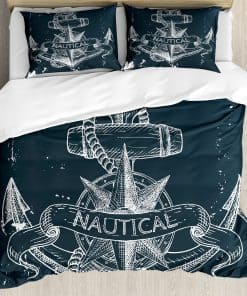 Juego de Funda Nórdica Ambesonne Marino, Diseño de Ancla de