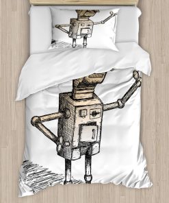 Juego de Funda Nórdica Ambesonne Fantasy, Tema de Robot