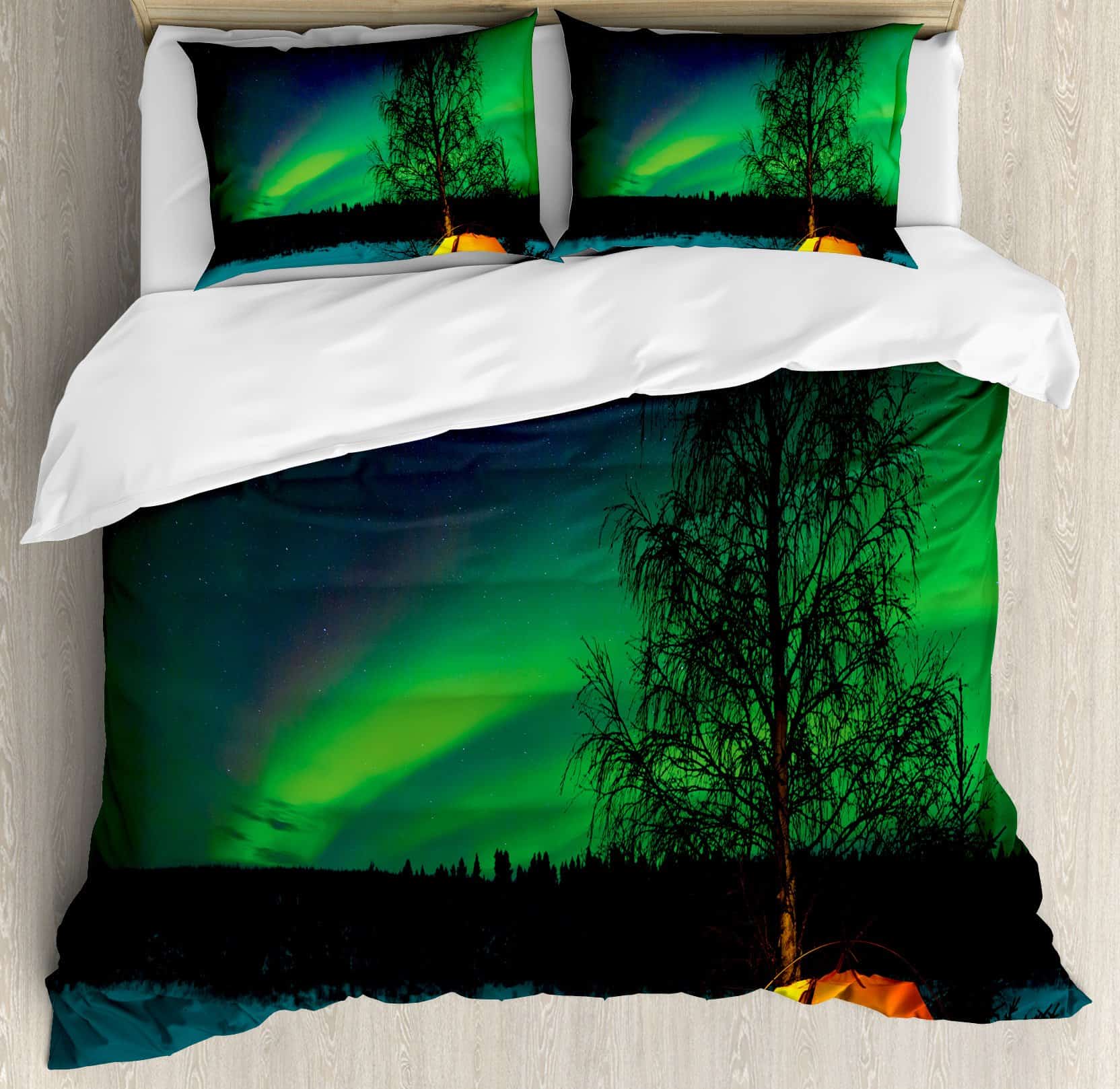 Juego de Funda de Edredón Ambesonne Aurora Boreal, Tienda