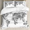 Juego de Funda nórdica Ambesonne Floral World Map, Planeta