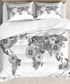 Juego de Funda nórdica Ambesonne Floral World Map, Planeta