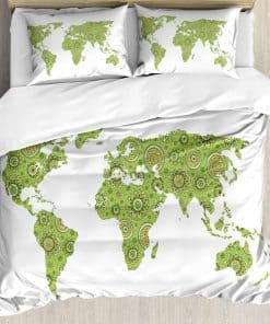 Juego de Funda Nórdica Ambesonne Floral World Map,