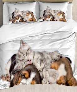 Set de Funda Nórdica Divertida Ambesonne, Gato Acostado