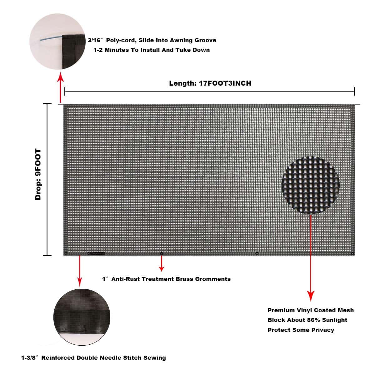 Toldo de Sombra para Caravana RV Tentproinc 9' X 17' 3'' - Imagen 7