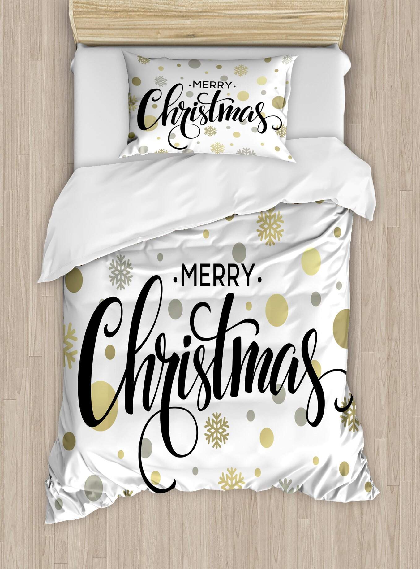 Juego de Funda Nórdica de Navidad Ambesonne, Letras Felices