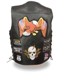 Chaleco de Cuero Real para Motocicleta con Detalles de